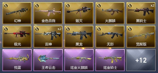 穿越火线（CF）2王者武器 2炫金武器 22V武器 16皮肤 可排位 新锐