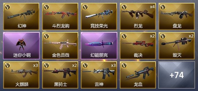 穿越火线（CF）6王者武器 3炫金武器 94V武器 2V角色 31皮肤 可排位
