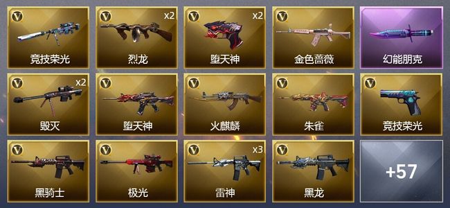 穿越火线（CF）4王者武器 2炫金武器 79V武器 7V角色 25皮肤 可排位 新锐