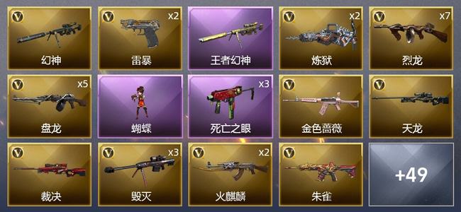 穿越火线（CF）3王者武器 1炫金武器 84V武器 1V角色 8皮肤 可排位 宗师