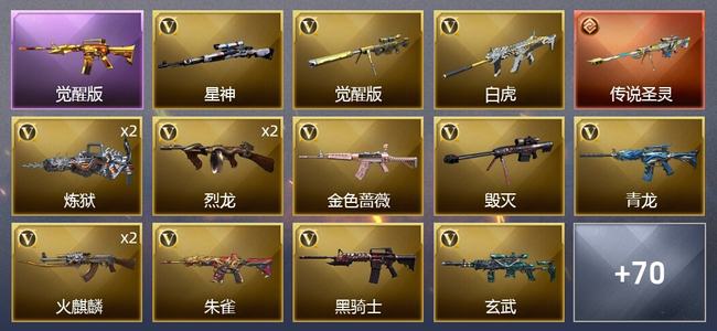 穿越火线（CF）1传说武器 5王者武器 4炫金武器 91V武器 5V角色 22皮肤 可排位 枪王