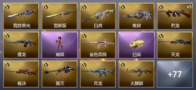 穿越火线（CF）4王者武器 2炫金武器 85V武器 7V角色 16皮肤 可排位 新锐