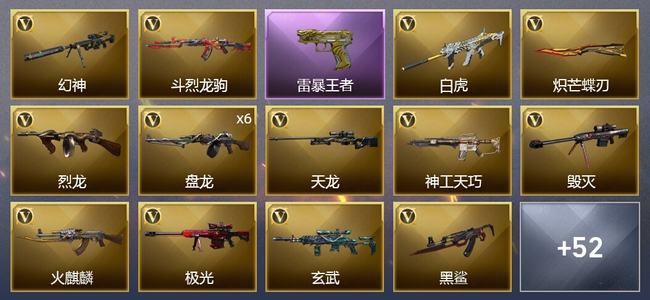 穿越火线（CF）5王者武器 1炫金武器 58V武器 7V角色 15皮肤 可排位 专家