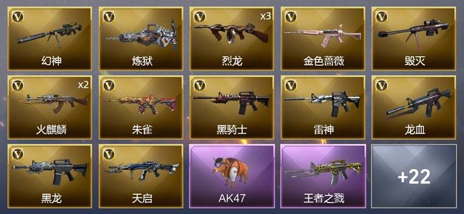 穿越火线（CF）1王者武器 1炫金武器 37V武器 5皮肤 新锐