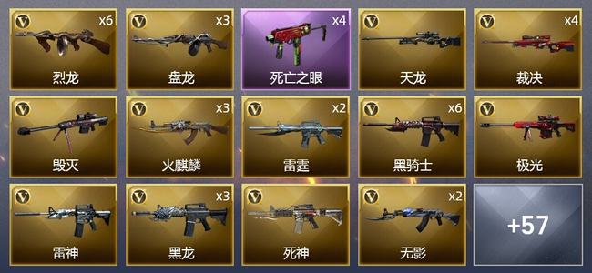 穿越火线（CF）0传说角色 0传说武器 6王者武器 9炫金武器 89V武器 6V角色 13皮肤 新锐