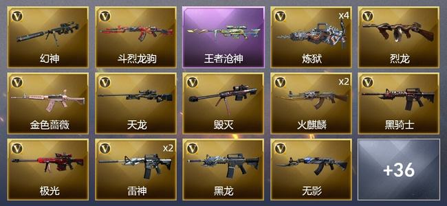 穿越火线（CF）0传说角色 0传说武器 4王者武器 1炫金武器 48V武器 2V角色 11皮肤 传奇