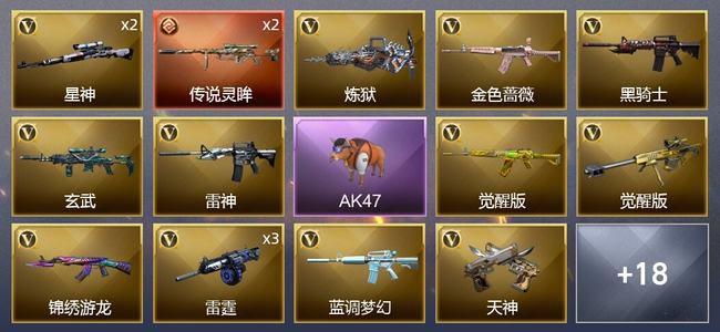 穿越火线（CF）0传说角色 1传说武器 3王者武器 0炫金武器 24V武器 1V角色 0皮肤 新锐