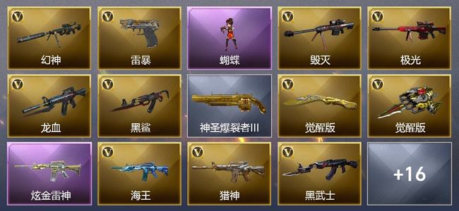 穿越火线（CF）0传说角色 0传说武器 2王者武器 1炫金武器 28V武器 3V角色 5皮肤 宗师