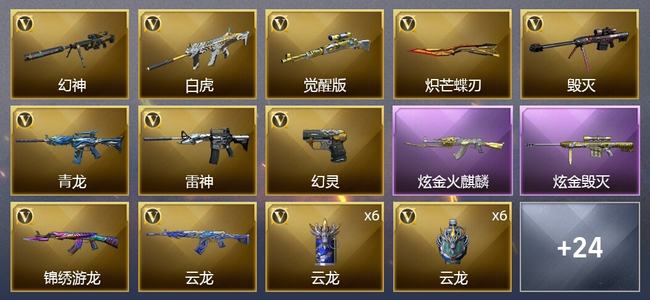 穿越火线（CF）0传说角色 0传说武器 0王者武器 2炫金武器 46V武器 1V角色 5皮肤 新锐