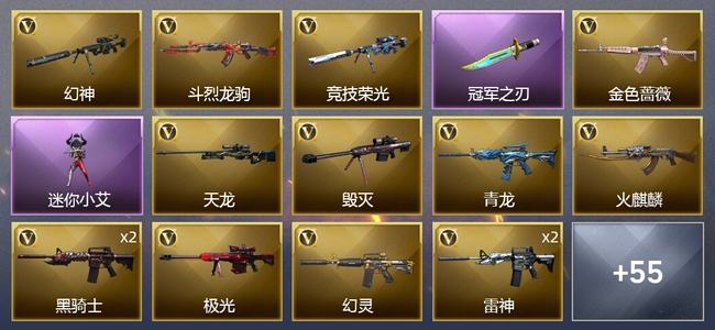 穿越火线（CF）0传说角色 0传说武器 0王者武器 2炫金武器 46V武器 5V角色 16皮肤 新锐