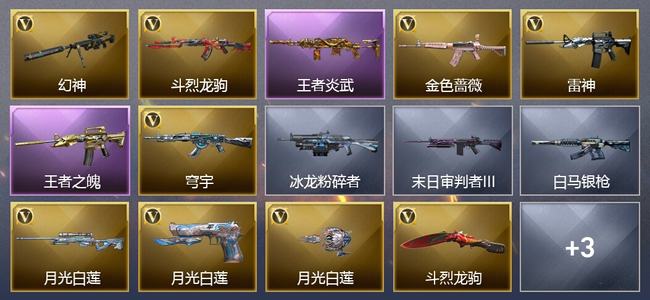 穿越火线（CF）0传说角色 0传说武器 2王者武器 0炫金武器 8V武器 1V角色 1皮肤 传奇