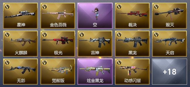 穿越火线（CF）0传说角色 0传说武器 2王者武器 1炫金武器 35V武器 12V角色 10皮肤 可排位 无