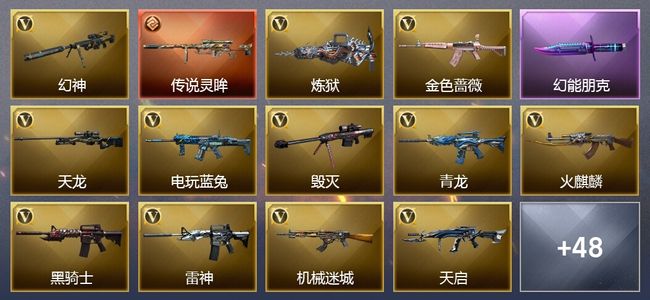 穿越火线（CF）1传说武器 3王者武器 1炫金武器 54V武器 2V角色 2皮肤 可排位 新锐