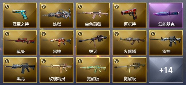 穿越火线（CF）1炫金武器 33V武器 12皮肤 可排位 新锐