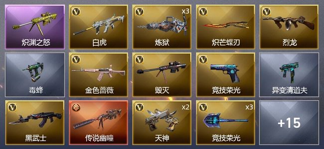 穿越火线（CF）1传说武器 2王者武器 28V武器 2V角色 9皮肤 可排位 枪王