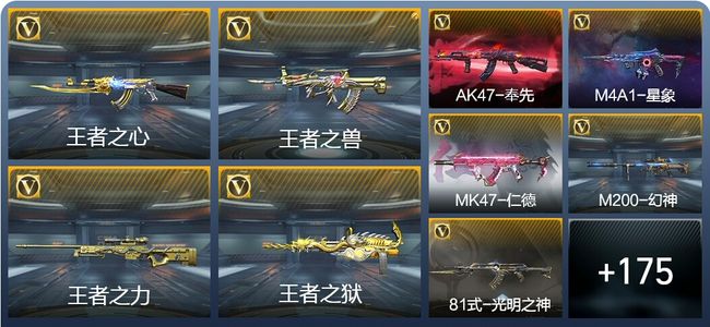 穿越火线：枪战王者V6 12王者武器 207英雄武器 3英雄角色 364万化 枪圣SSS