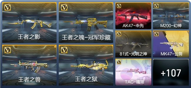 穿越火线：枪战王者V7 5王者武器 123英雄武器 7英雄角色 307万化 大师