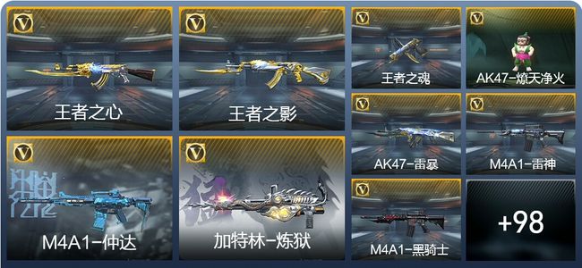 穿越火线：枪战王者V3 7王者武器 116英雄武器 3英雄角色 98万化 枪皇SSS