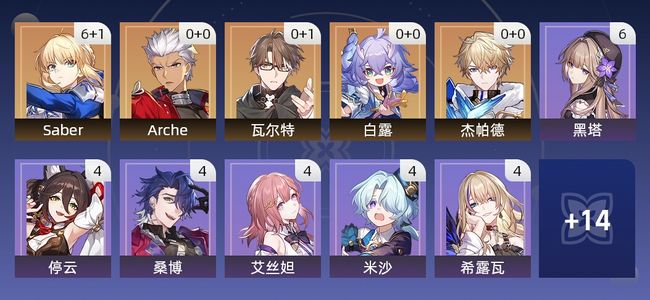 崩坏：星穹铁道14黄 11角色黄 3光锥黄 5五星角色 3五星光锥 64级 男主