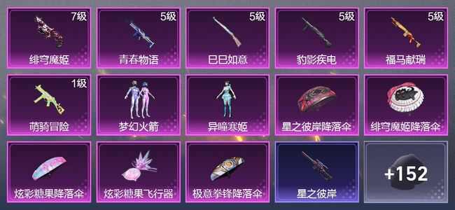 和平精英6升级枪 2粉装 1尾迹 102枪皮 69套装 27659热力 4印记 星钻