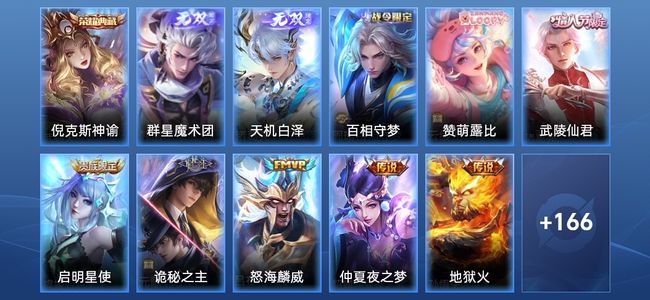 王者荣耀V8 1典藏 2无双 6传说 46史诗 176皮肤 永恒钻石IV