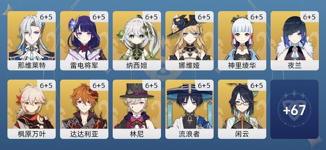 原神437黄 244角色黄 193武器黄 41五星角色 67五星武器 男主 6060级