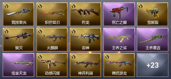 穿越火线（CF）3王者武器 1炫金武器 35V武器 1V角色 5皮肤 可排位 新锐