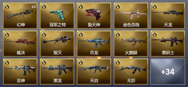 穿越火线（CF）1传说武器 2王者武器 1炫金武器 53V武器 4V角色 22皮肤 可排位 枪王