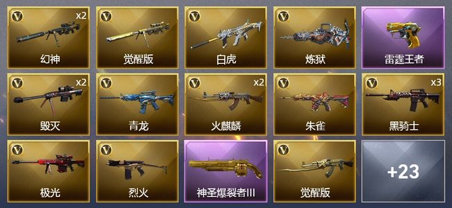 穿越火线（CF）4王者武器 5炫金武器 29V武器 1V角色 12皮肤 可排位 新锐