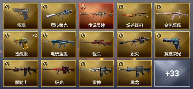 穿越火线（CF）1传说武器 3王者武器 35V武器 4V角色 30皮肤 可排位