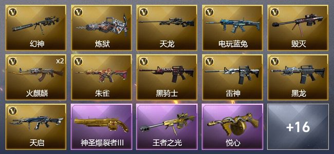 穿越火线（CF）2王者武器 1炫金武器 34V武器 1V角色 17皮肤 可排位 专家