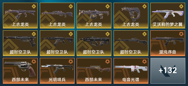 无畏契约45橙皮 9金皮 20紫皮 146皮肤 132680皮肤总价值 1275已用源晶 铂金
