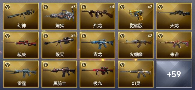 穿越火线（CF）8王者武器 2炫金武器 122V武器 3V角色 28皮肤 可排位