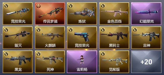 穿越火线（CF）1传说武器 1炫金武器 47V武器 2V角色 17皮肤 可排位 新锐