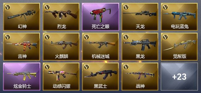 穿越火线（CF）1炫金武器 53V武器 1V角色 9皮肤 可排位