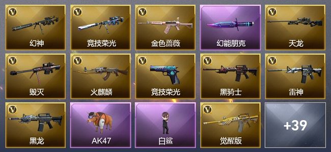 穿越火线（CF）1传说武器 1炫金武器 57V武器 1V角色 19皮肤 可排位 枪王