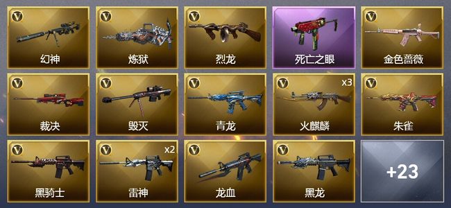 穿越火线（CF）1炫金武器 33V武器 1V角色 10皮肤 可排位 传奇