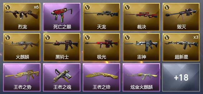 穿越火线（CF）3王者武器 1炫金武器 31V武器 3V角色 7皮肤 可排位 传奇