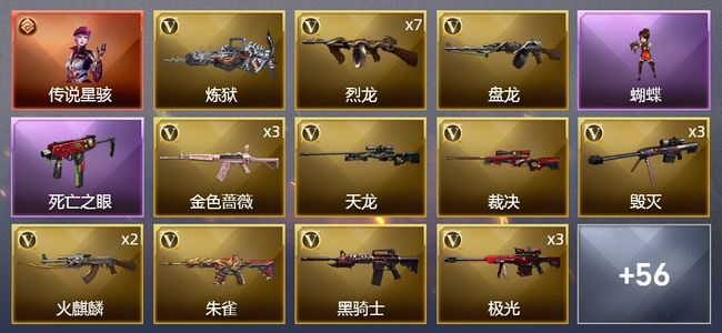 穿越火线（CF）1传说角色 1传说武器 9王者武器 4炫金武器 74V武器 3V角色 24皮肤 可排位 枪王