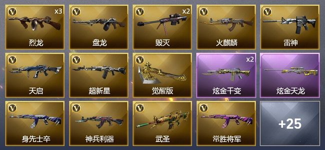 穿越火线（CF）2炫金武器 32V武器 12皮肤 可排位 新锐