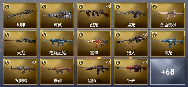穿越火线（CF）1王者武器 1炫金武器 88V武器 3V角色 24皮肤 可排位 新锐