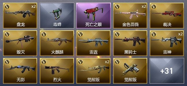 穿越火线（CF）1炫金武器 54V武器 1V角色 10皮肤 可排位 新锐