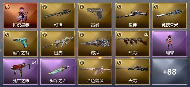 穿越火线（CF）1传说角色 1传说武器 5王者武器 3炫金武器 111V武器 4V角色 51皮肤 可排位 枪王