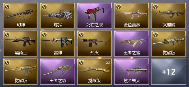 穿越火线（CF）2王者武器 1炫金武器 33V武器 1V角色 3皮肤 可排位 专家