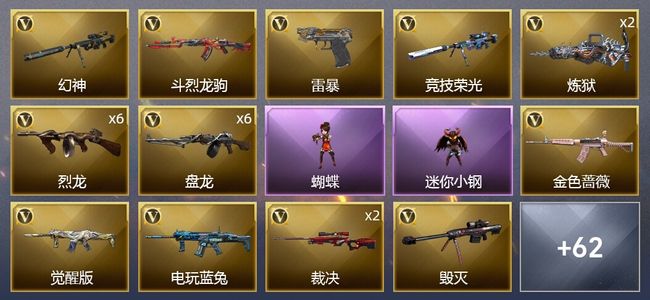 穿越火线（CF）1炫金武器 100V武器 1V角色 23皮肤 可排位 枪王