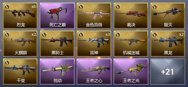 穿越火线（CF）4王者武器 1炫金武器 41V武器 2V角色 11皮肤 可排位 枪王