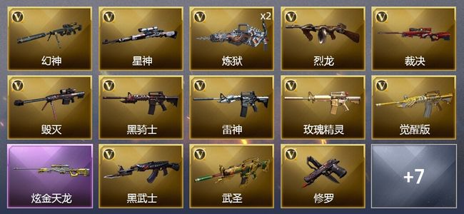 穿越火线（CF）1炫金武器 20V武器 10皮肤 可排位 宗师