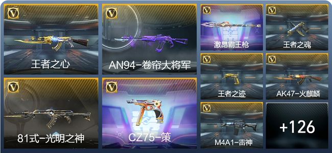 穿越火线：枪战王者V1 7王者武器 135英雄武器 5英雄角色 170万化 枪王