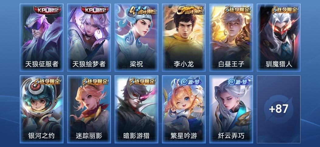 王者荣耀V5 22史诗 98皮肤 尊贵铂金IV