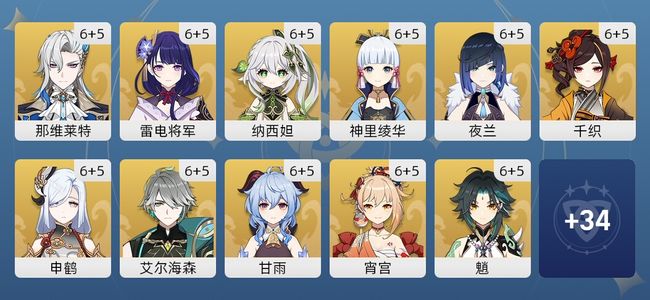 原神358黄 207角色黄 151武器黄 45五星角色 61五星武器 女主 60级